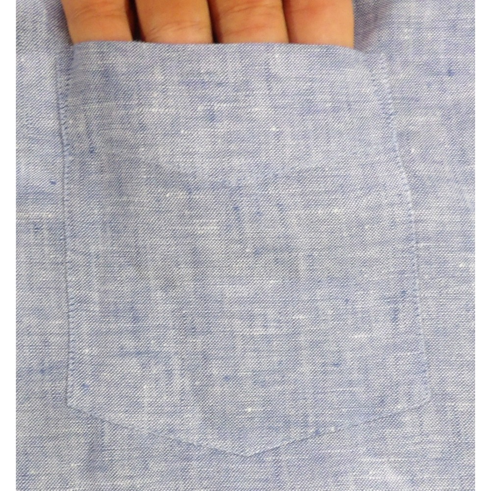 UNTUCKit Valente WR Short Sleeve Button Down 100% Linen Shirt Men XL Blue Casual - Picture 9 of 16